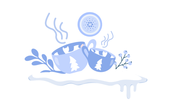 Christmas Cup Tea Cardano Illustration for Branding