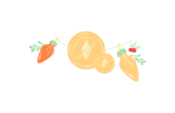 Christmas Ethereum Lamp Decoration Coin Illustrations