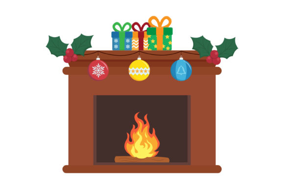 Christmas Fireplace Vector-10: A Festive Illustration for Local Branding