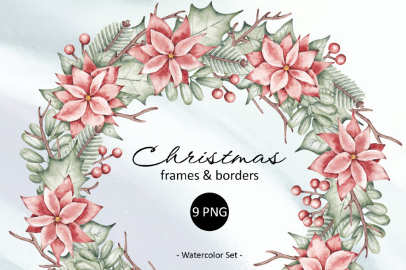 Christmas Frames, Wreath, Borders Set for Cricut & Handmade Projects