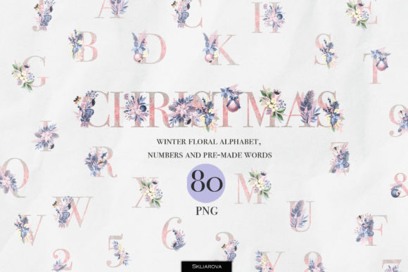 Christmas Pastel Alphabet Illustrations for Festive Design Projects