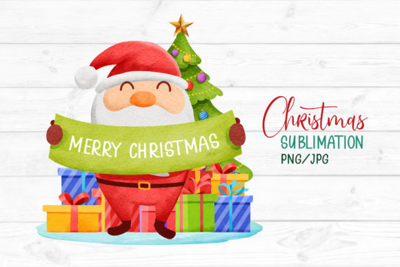 Christmas Santa Clipart Sublimation for Local Business Branding