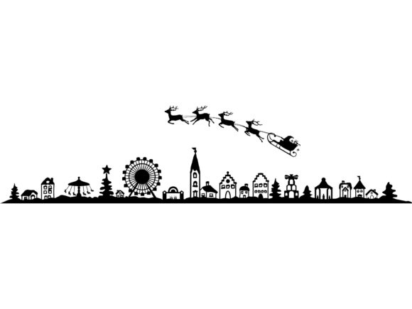 Christmas Silhouette Christmas Market Illustrations
