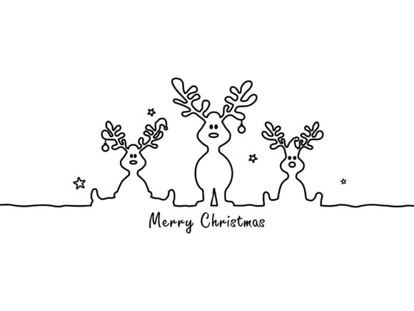 Christmas Silhouette Moose Rendeer Illustration