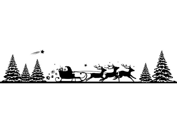 Christmas Silhouette Santa Claus Rendeer Illustration