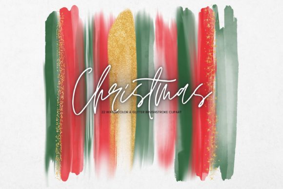 Christmas Watercolor Brush Stroke Illustrations