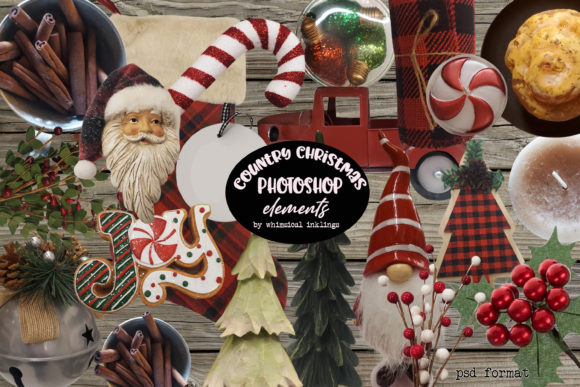 Country Christmas Photoshop Elements Illustrations for Local Branding