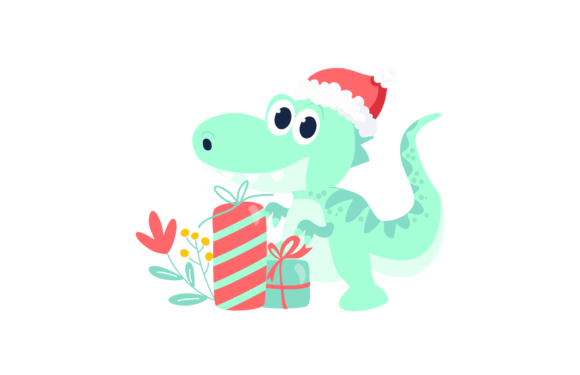 Dinosaur Animal Christmas Illustration for Creative Projects