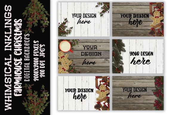 Farmhouse Christmas Backdrops Illustrations