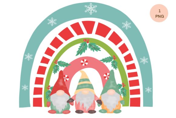 Gnome Christmas Rainbow Sublimation Illustrations