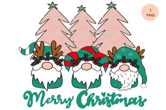 Gnome Christmas Tree Sublimation Clipart for Festive Illustrations
