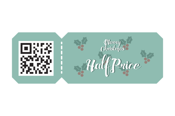 Merry Christmas Half Price Coupon Design Illustrations