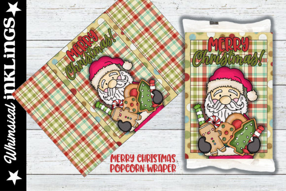 Merry Christmas Popcorn Wrapper Illustration