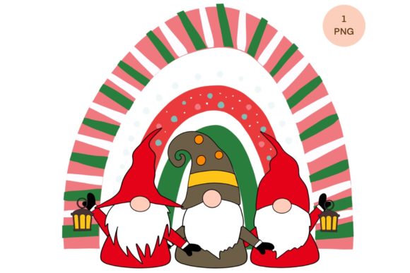 Merry Christmas Rainbow Gnomes Clipart Illustrations