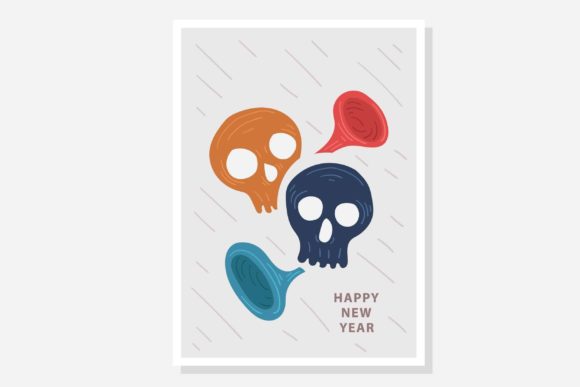 Skull Character Christmas New Year Illustration Review