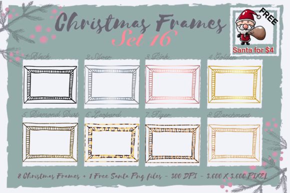 Sublimation Christmas Frames Set 16 for Branding and Illustrations