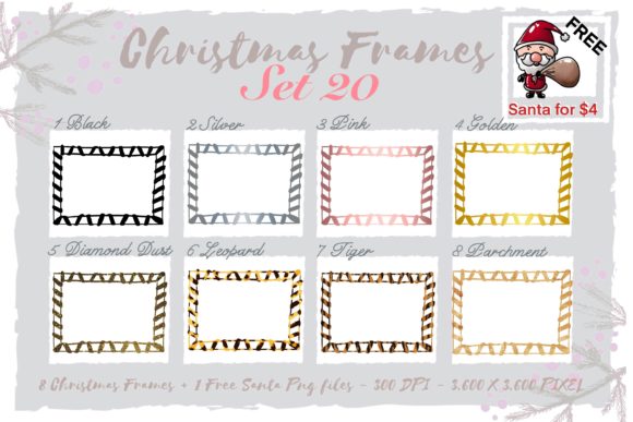 Sublimation Christmas Frames Set 20 Illustrations