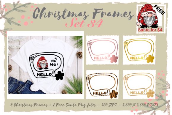 Sublimation Christmas Frames Set 34 for Branding and Illustrations