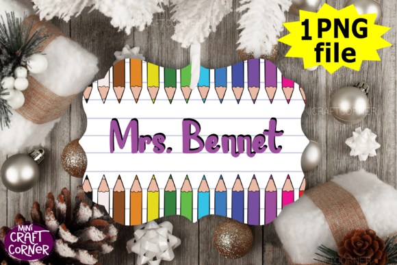 Sublimation Teacher Christmas Ornament Illustrations