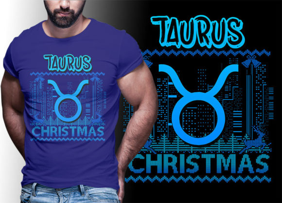 TAURUS Zodiac Christmas Tshirt Designs Illustrations